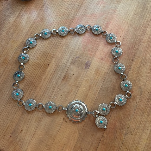 Super cute, silver and turquoise decorative belt - Picture 2 of 7